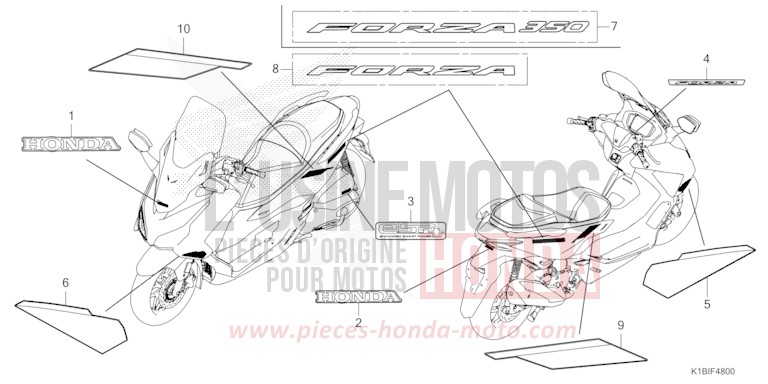 MARQUE/EMBLEME de Forza 350 PEARL NIGHTSTAR BLACK (NHA84) 2026